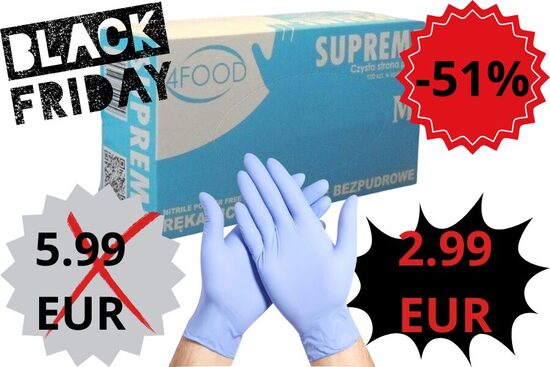 Zili SUPRIME Nitrila cimdi, bez pūdera N100,  100 gb